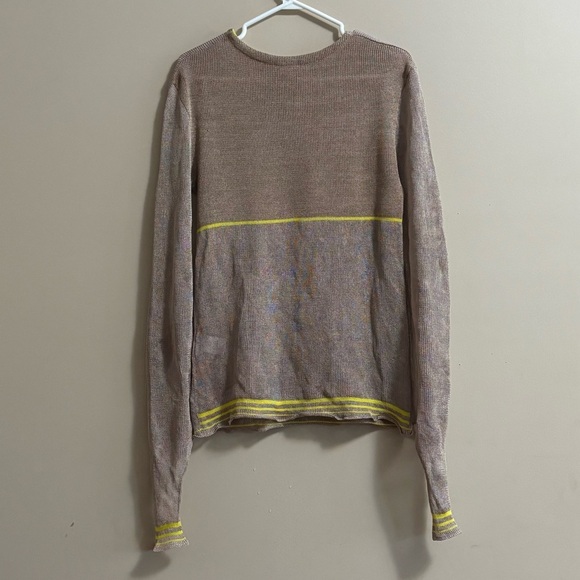 Vitelli Sz 3 (US XS) Reclaimed Yarn Stripe Tan Mesh Sweater New Without Tags - Picture 2 of 16
